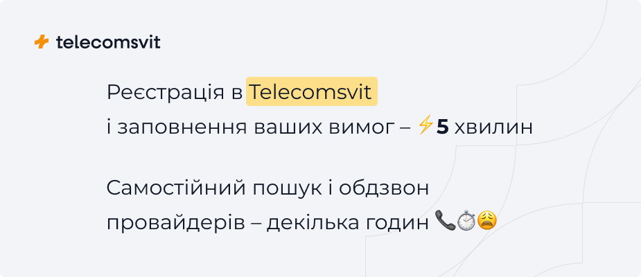 Пошук провайдера з Telecomsvit швидше